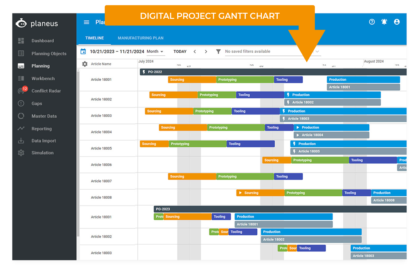 Production scheduling software